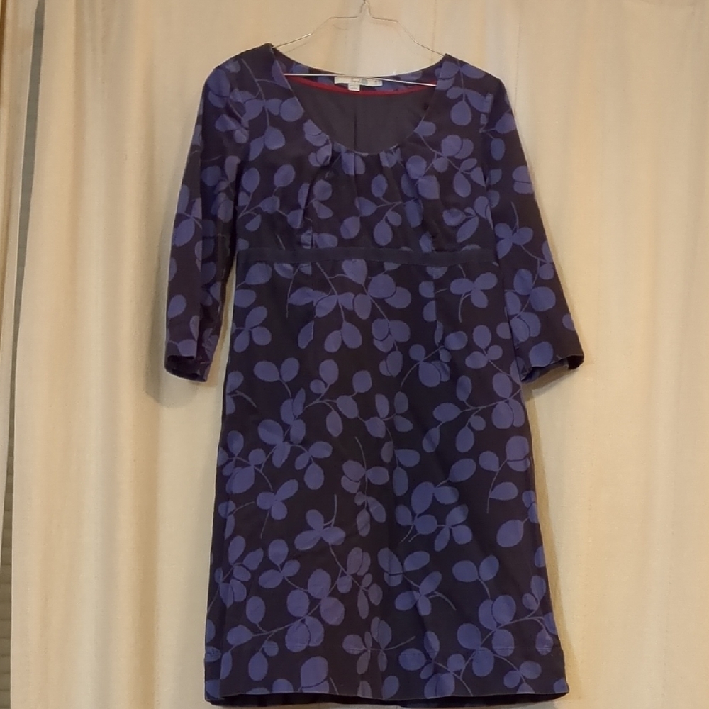 Boden Blue and Purple Sheath Dress with Scoop Neck